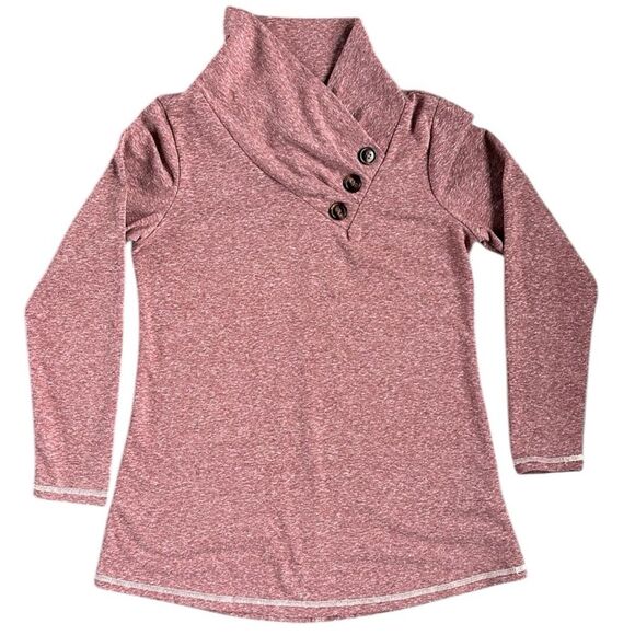 EUC Soft Surroundings Brinley Cowl Mock Neck Oversized Tunic Top Heather Pink XS - Picture 14 of 15